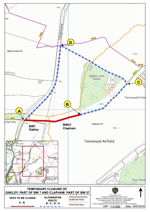 Map of affected bridleways